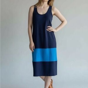 Charming Charlie blue colorblock sleeveless scoop neck dress size small